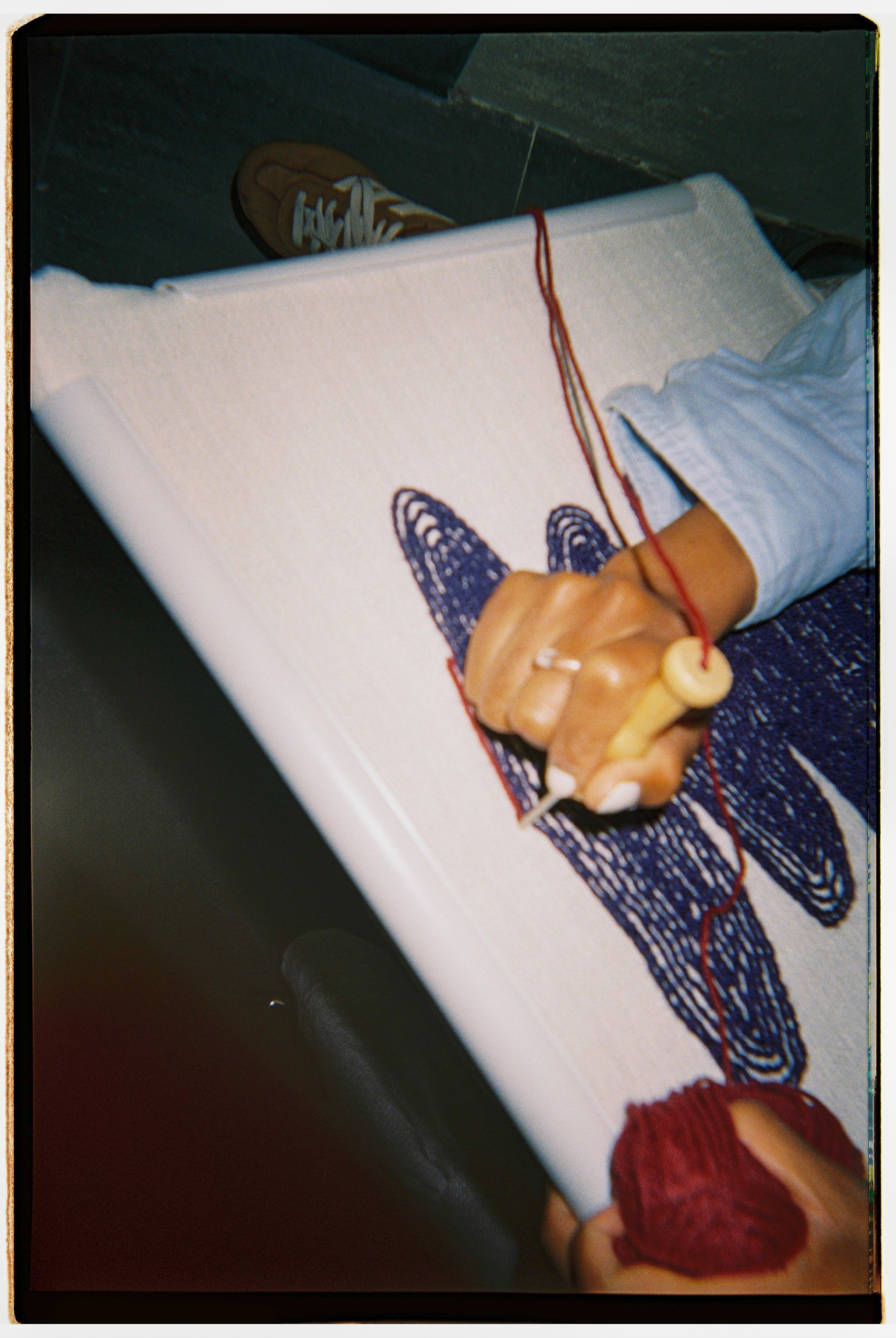 cojín punch needle proceso